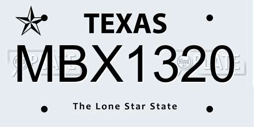 MBX1320 Texas License Plate