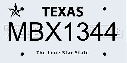 MBX1344 Texas License Plate