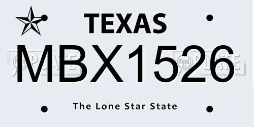 MBX1526 Texas License Plate
