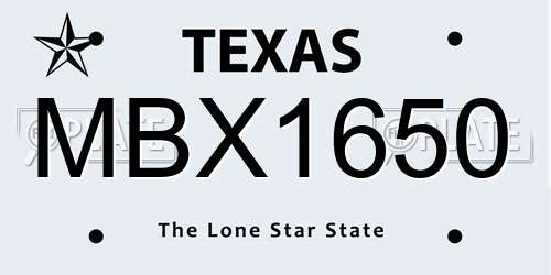 MBX1650 Texas License Plate