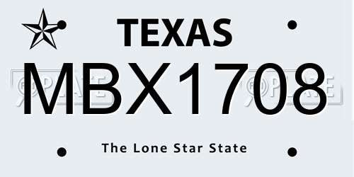 MBX1708 Texas License Plate