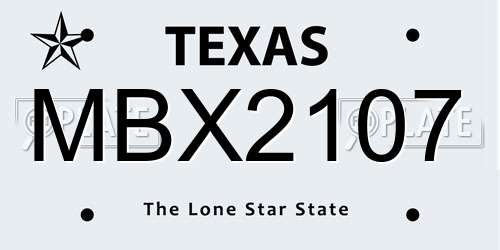 MBX2107 Texas License Plate