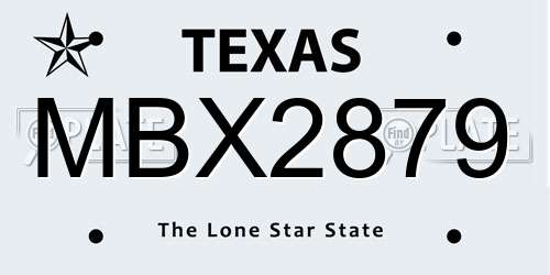 MBX2879 Texas License Plate