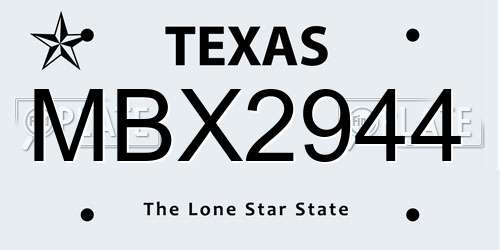 MBX2944 Texas License Plate