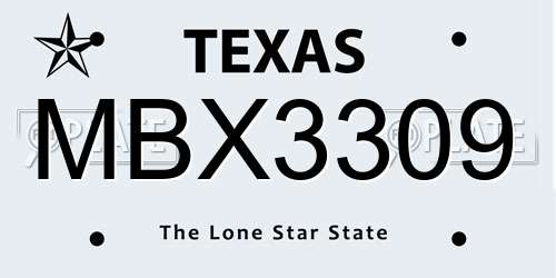 MBX3309 Texas License Plate