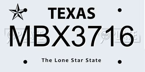 MBX3716 Texas License Plate
