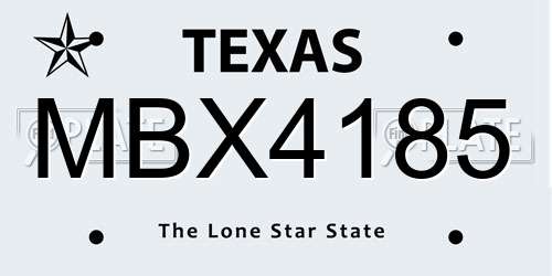 MBX4185 Texas License Plate