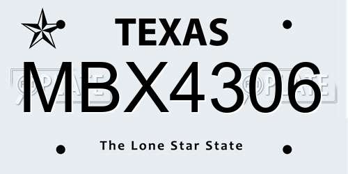 MBX4306 Texas License Plate