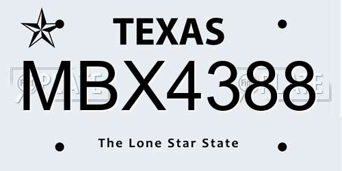 MBX4388 Texas License Plate