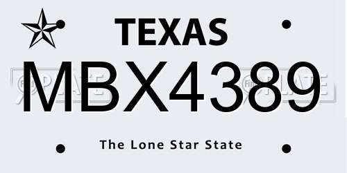 MBX4389 Texas License Plate