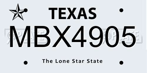 MBX4905 Texas License Plate