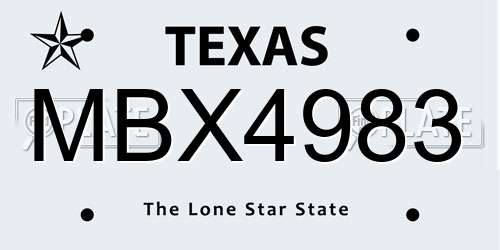 MBX4983 Texas License Plate