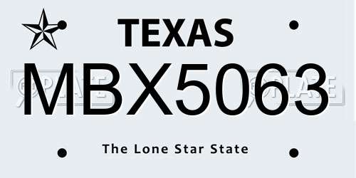 MBX5063 Texas License Plate