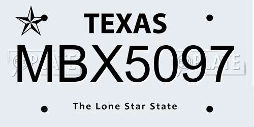 MBX5097 Texas License Plate