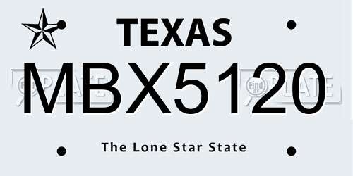 MBX5120 Texas License Plate