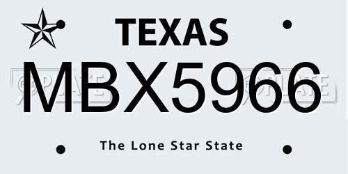 MBX5966 Texas License Plate