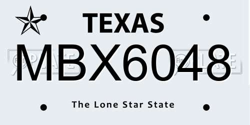 MBX6048 Texas License Plate