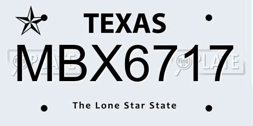 MBX6717 Texas License Plate