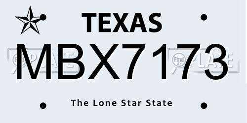 MBX7173 Texas License Plate