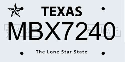 MBX7240 Texas License Plate