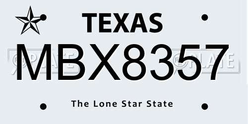 MBX8357 Texas License Plate
