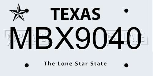 MBX9040 Texas License Plate