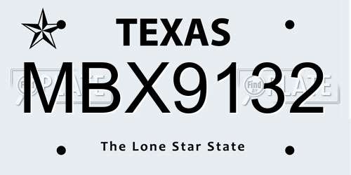MBX9132 Texas License Plate