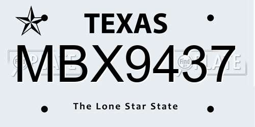MBX9437 Texas License Plate