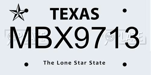 MBX9713 Texas License Plate