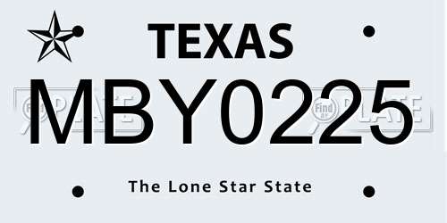 MBY0225 Texas License Plate