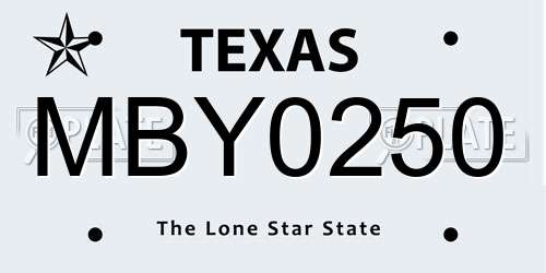 MBY0250 Texas License Plate