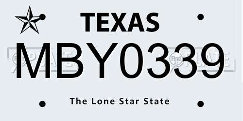 MBY0339 Texas License Plate