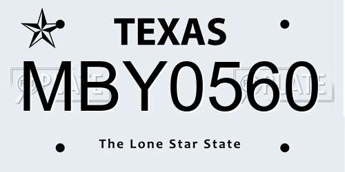 MBY0560 Texas License Plate