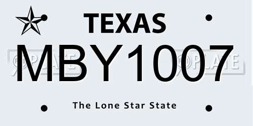 MBY1007 Texas License Plate