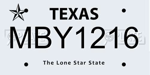 MBY1216 Texas License Plate