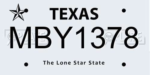 MBY1378 Texas License Plate