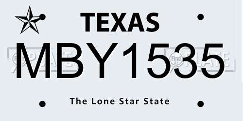 MBY1535 Texas License Plate