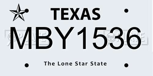 MBY1536 Texas License Plate