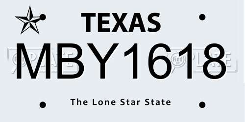 MBY1618 Texas License Plate