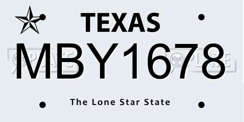 MBY1678 Texas License Plate