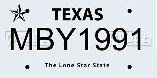 MBY1991 Texas License Plate