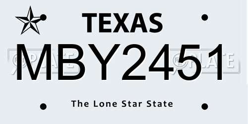MBY2451 Texas License Plate