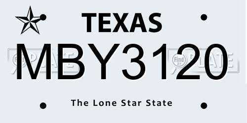 MBY3120 Texas License Plate