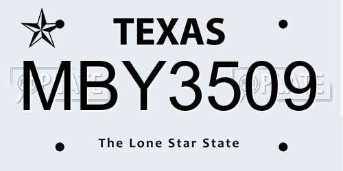 MBY3509 Texas License Plate