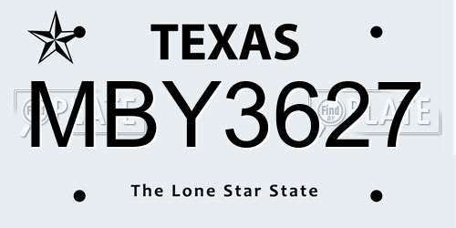 MBY3627 Texas License Plate