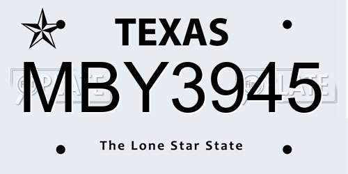 MBY3945 Texas License Plate