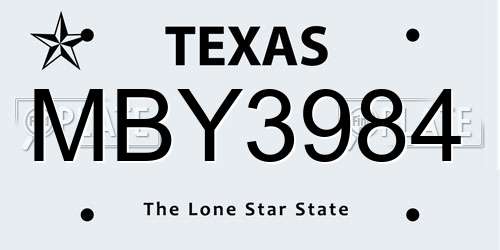 MBY3984 Texas License Plate
