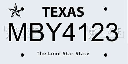 MBY4123 Texas License Plate