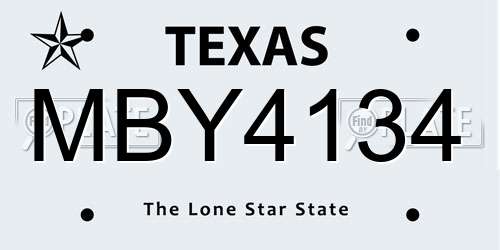 MBY4134 Texas License Plate