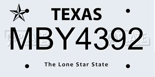 MBY4392 Texas License Plate